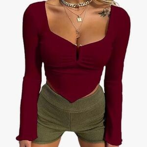 Burgundy Long Sleeve Top